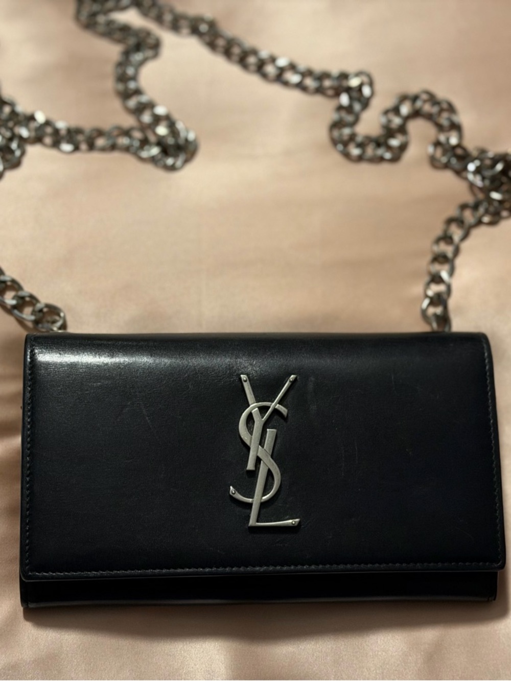 Saint Laurent Black Leather Card Holder with Embossed Code
